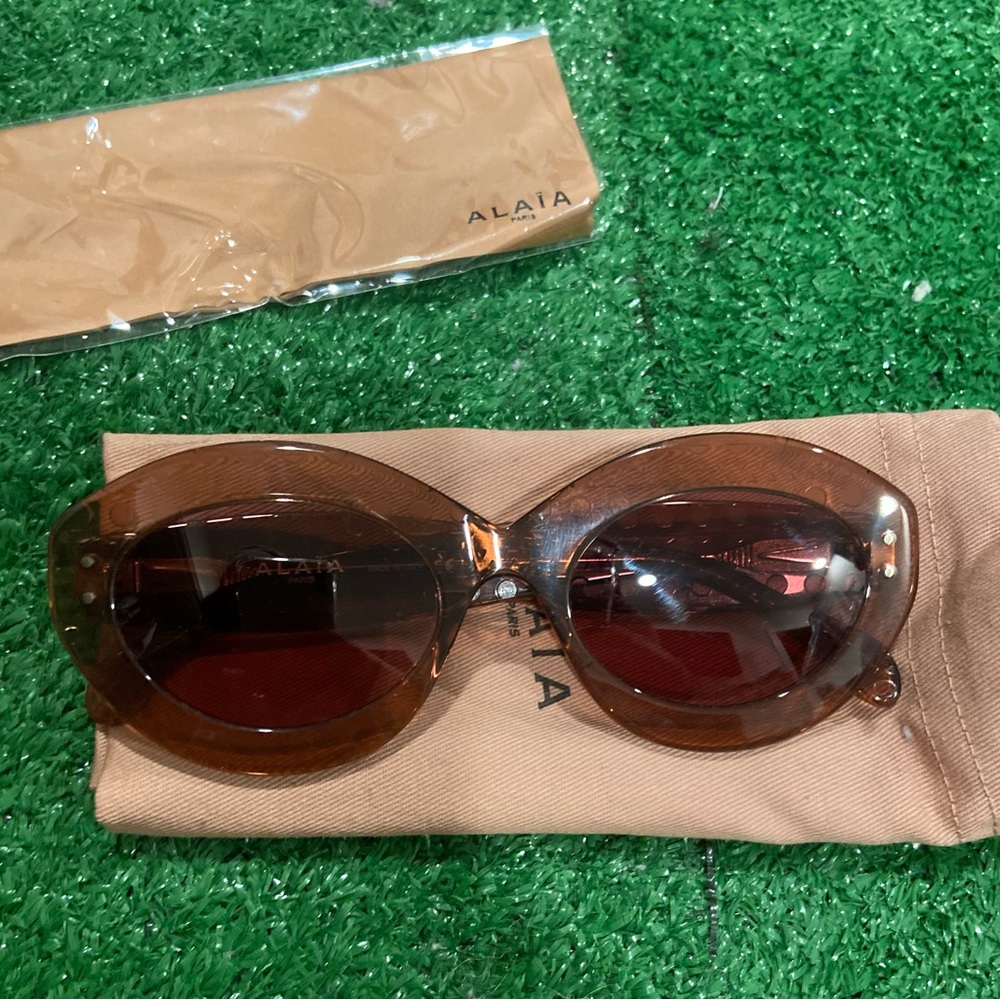 Alaia Brown Cat-Eye Sunglasses with Metallic Frame